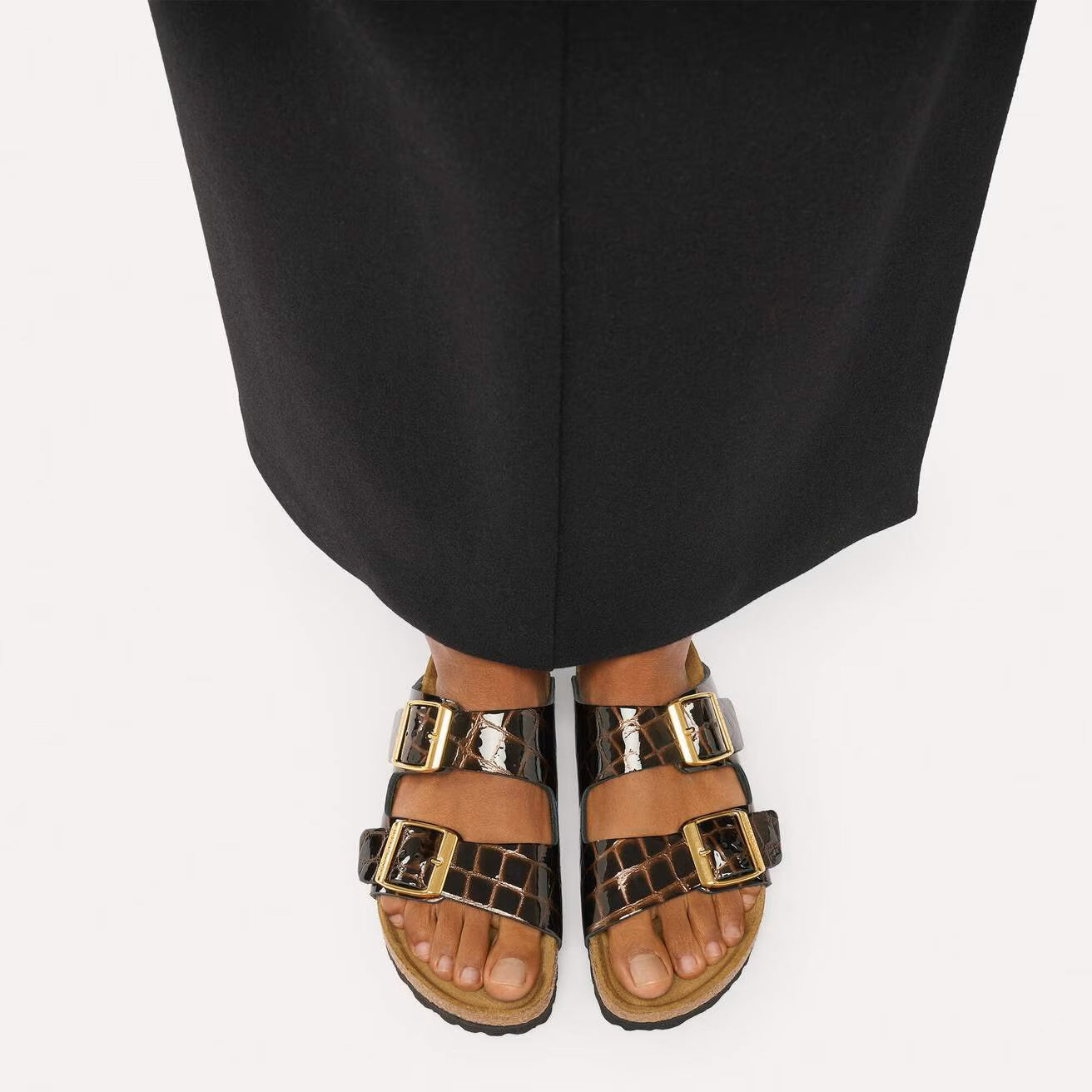 Birkenstock Arizona Sandals - Animal Emboss Black Leather