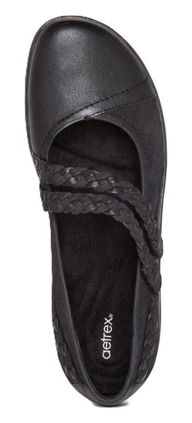 Aetrex Annie Mary Jane - Black Leather | Removable Footbed - Grady’s Feet Essentials - Aetrex
