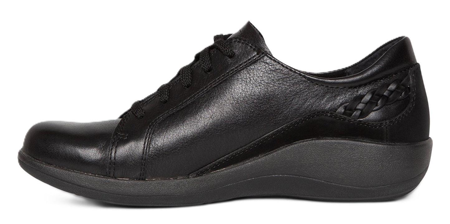 Aetrex Dana Lace - Up Oxford - Black Leather | Removable Footbed - Grady’s Feet Essentials - Aetrex