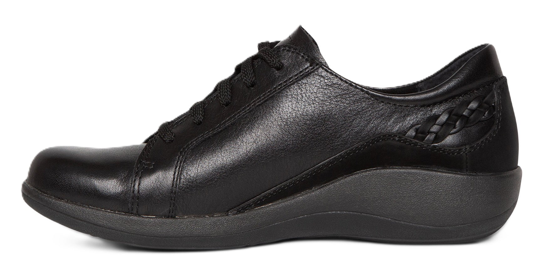 Aetrex Dana Lace - Up Oxford - Black Leather | Removable Footbed - Grady’s Feet Essentials - Aetrex