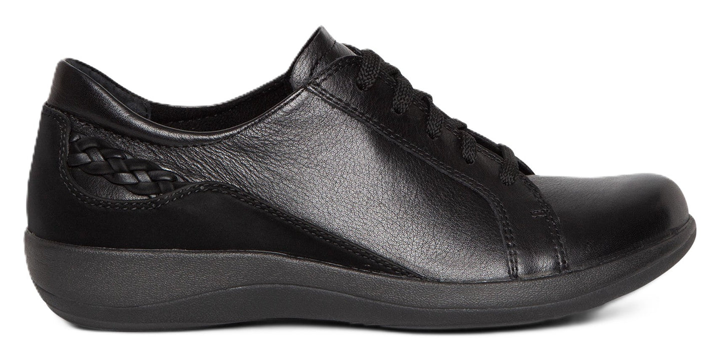 Aetrex Dana Lace - Up Oxford - Black Leather | Removable Footbed - Grady’s Feet Essentials - Aetrex