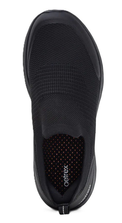 Aetrex Dash Men's Slip On Sneaker - Black | Arch Support, Knit Upper - Grady’s Feet Essentials - Aetrex