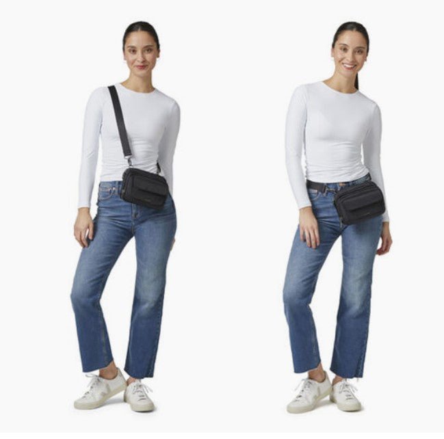 Baggallini Modern Double Zip Crossbody Black Twill - Grady’s Feet Essentials - Baggallini