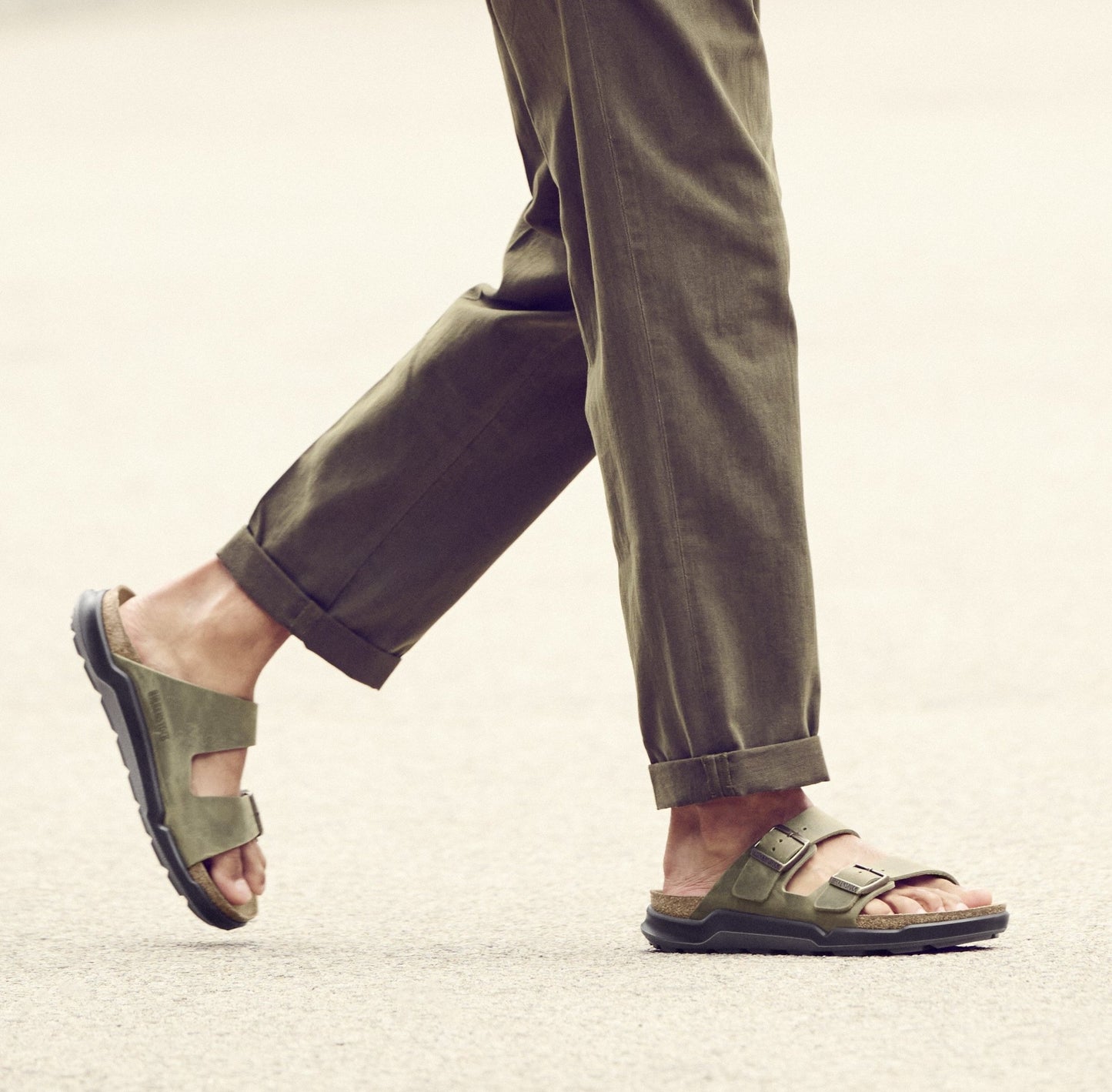 Birkenstock Arizona Rugged Sandals - Faded Khaki Oiled Leather | Polyurethane Sole - Grady’s Feet Essentials - Birkenstock