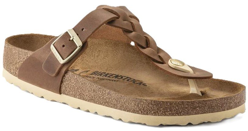 Birkenstock Gizeh Braided Sandals - Cognac Oiled Leather | Comfortable Cork Footbed - Grady’s Feet Essentials - Birkenstock