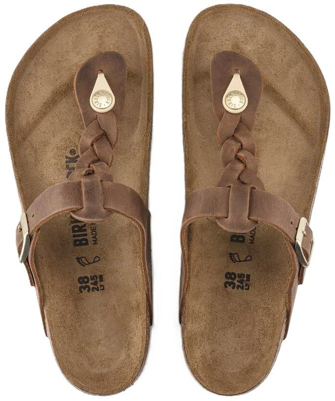 Birkenstock Gizeh Braided Sandals - Cognac Oiled Leather | Comfortable Cork Footbed - Grady’s Feet Essentials - Birkenstock