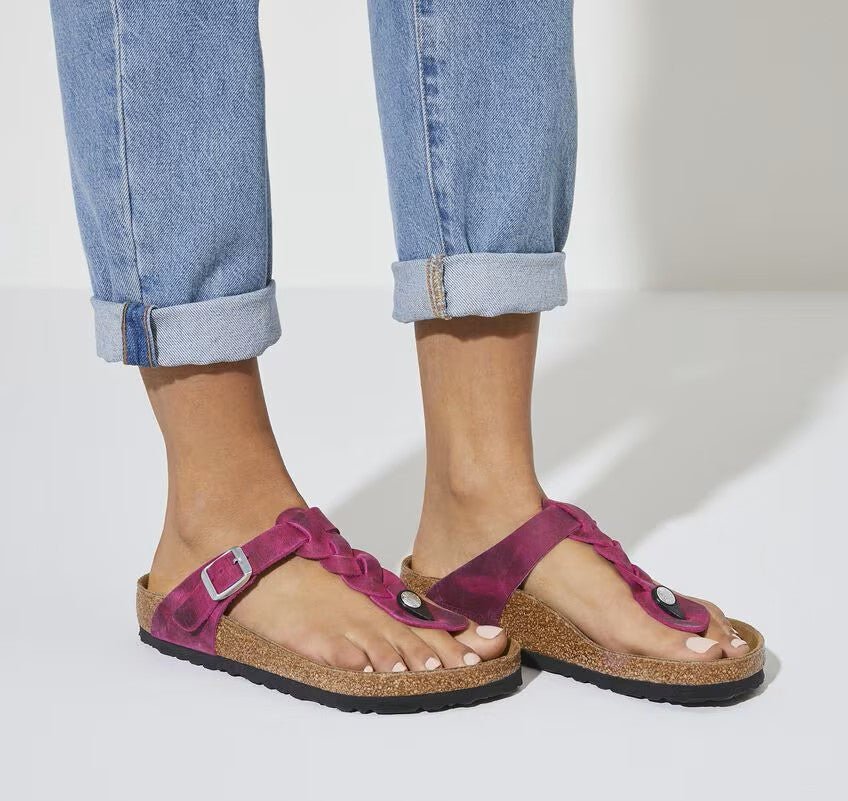 Birkenstock Gizeh Braided Sandals - Festival Fuchsia Oiled Leather | Comfortable Cork Footbed - Grady’s Feet Essentials - Birkenstock