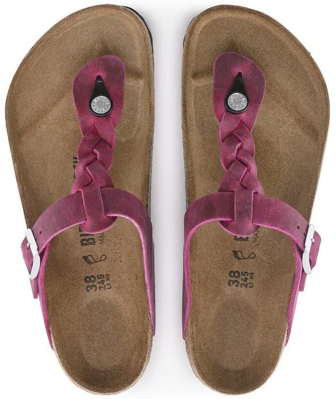 Birkenstock Gizeh Braided Sandals - Festival Fuchsia Oiled Leather | Comfortable Cork Footbed - Grady’s Feet Essentials - Birkenstock