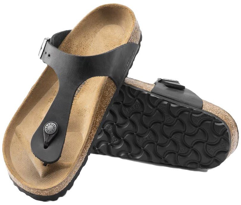 Birkenstock Gizeh Sandals - Black Oiled Leather | Comfortable Cork Footbed - Grady’s Feet Essentials - Birkenstock