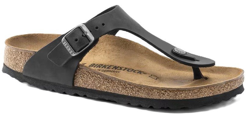 Birkenstock Gizeh Sandals - Black Oiled Leather | Comfortable Cork Footbed - Grady’s Feet Essentials - Birkenstock