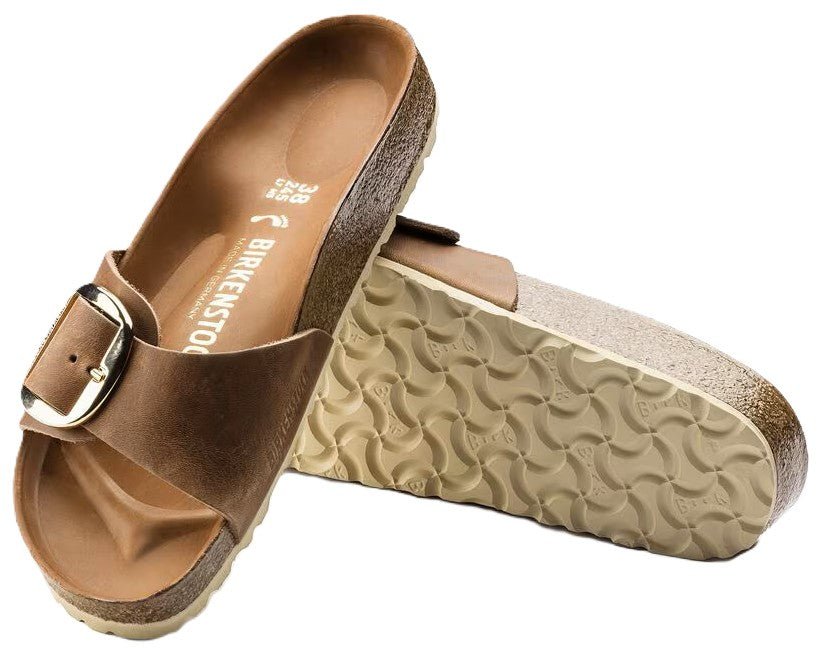 Birkenstock Madrid Big Buckle Sandals - Cognac Oiled Leather | Comfortable Cork Footbed - Grady’s Feet Essentials - Birkenstock