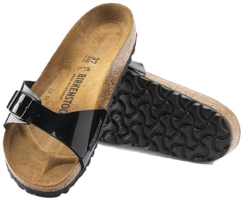 Birkenstock Madrid Sandals - Black Patent Birko - Flor | Comfortable Cork Footbed - Grady’s Feet Essentials - Birkenstock