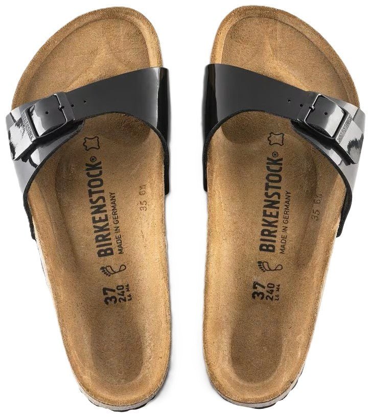 Birkenstock Madrid Sandals - Black Patent Birko - Flor | Comfortable Cork Footbed - Grady’s Feet Essentials - Birkenstock
