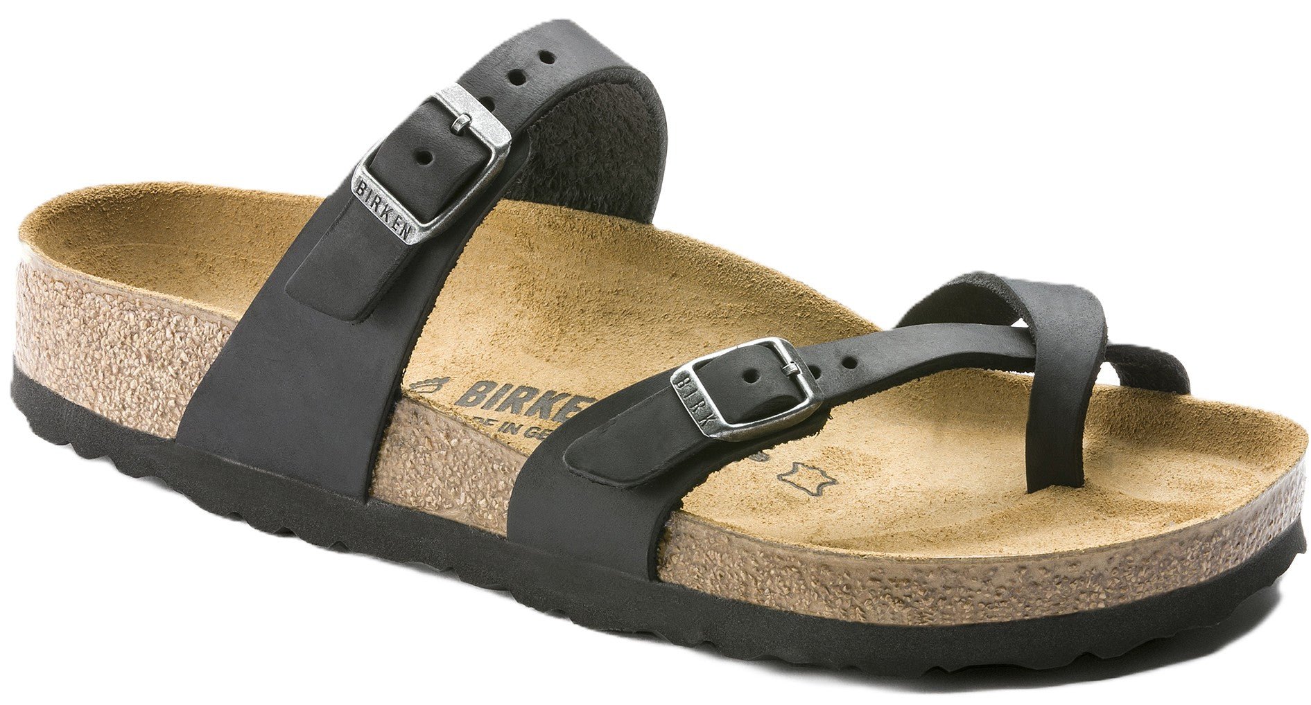 Birkenstock Mayari Sandals Black Oiled Leather Comfortable Cork Footbed