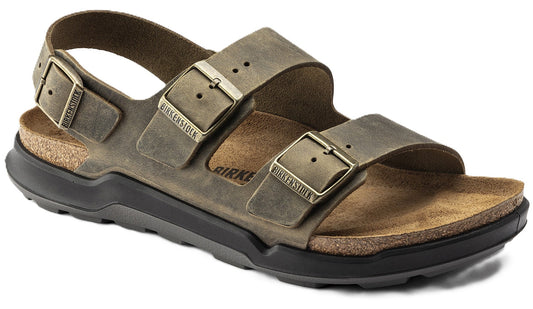 Birkenstock Milano Rugged Sandals - Faded Khaki Oiled Leather | Polyurethane Sole - Grady’s Feet Essentials - Birkenstock