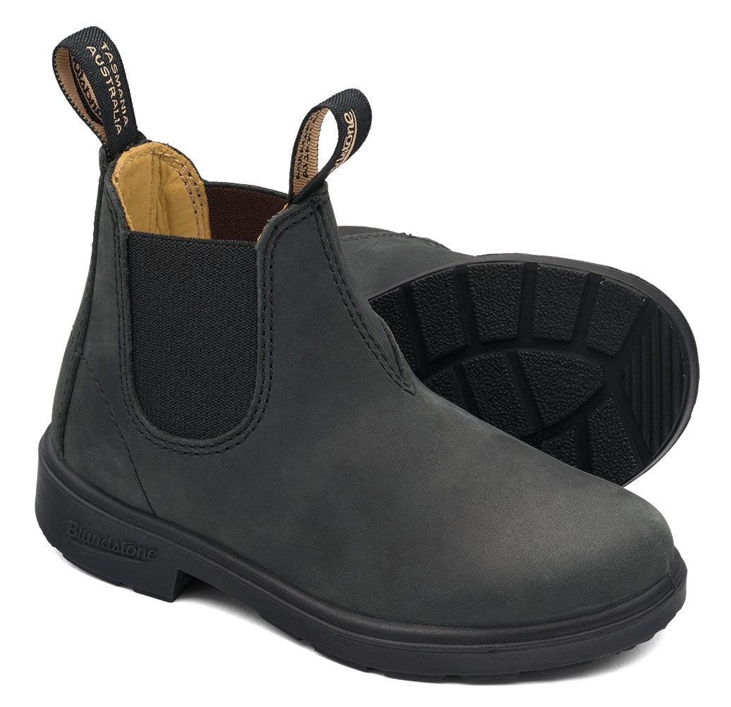 Blundstone Kids 1325 - Rustic Black Leather | Lightweight, Durable Pull - On Boots - Grady’s Feet Essentials - Blundstone