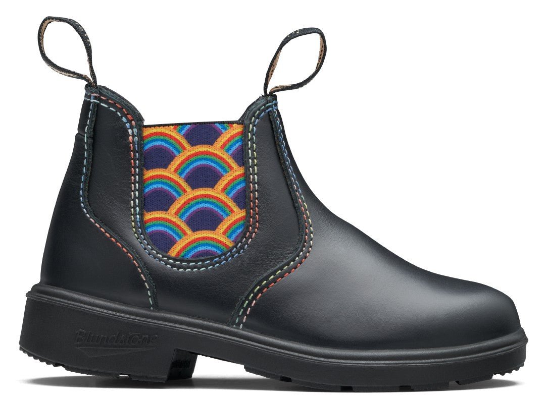 Blundstone Kids 2254 - Rainbow Elastic Black Leather | Lightweight, Durable Pull - On Boots - Grady’s Feet Essentials - Blundstone