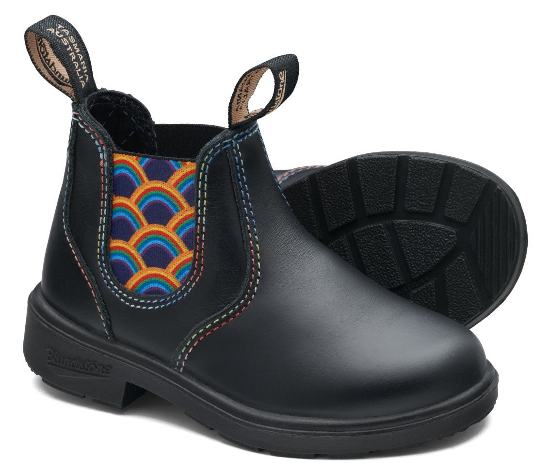 Blundstone Kids 2254 - Rainbow Elastic Black Leather | Lightweight, Durable Pull - On Boots - Grady’s Feet Essentials - Blundstone
