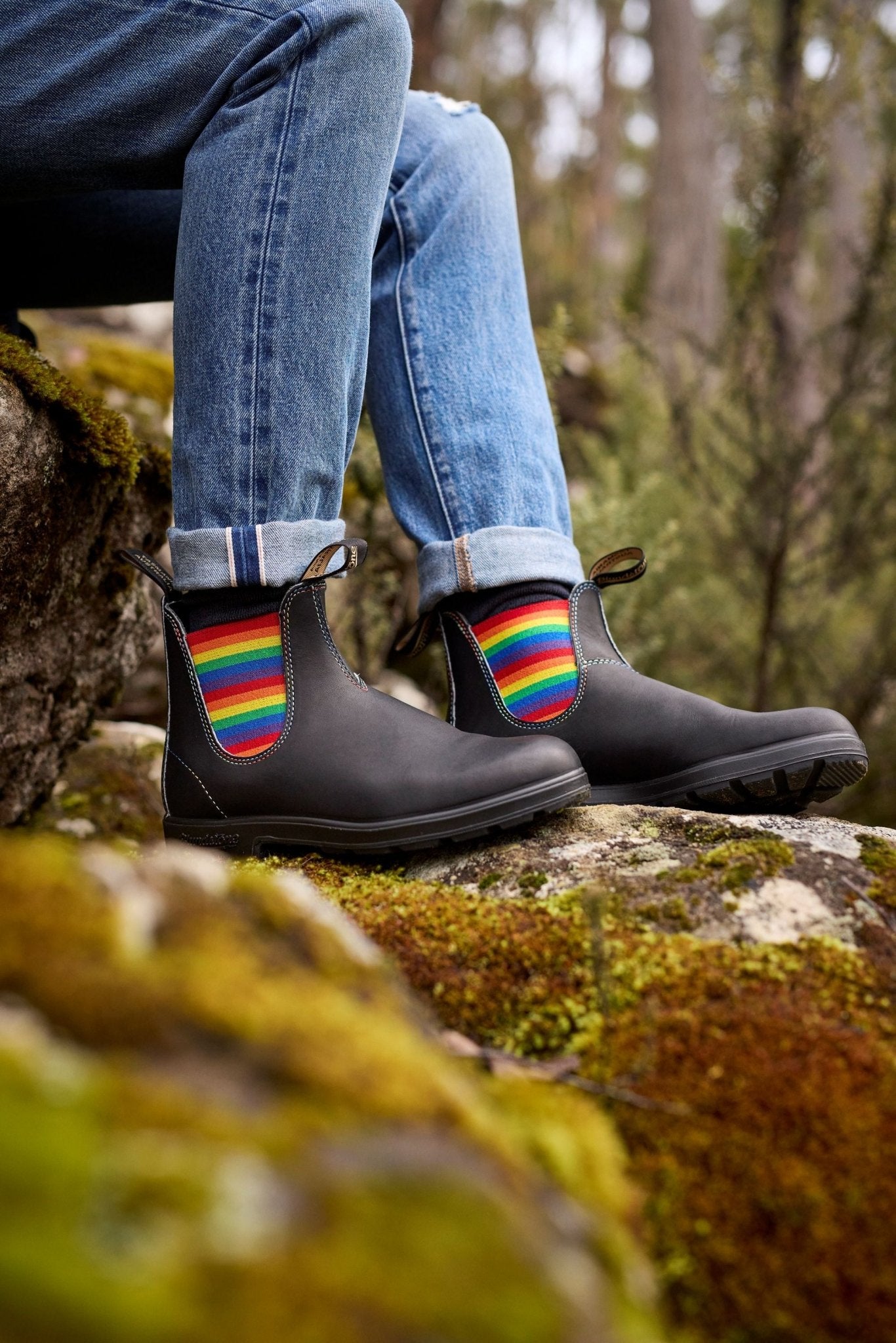 Blundstone Original 2105 - Black Leather with Rainbow Elastic | Lightweight, Durable Pull - On Boots - Grady’s Feet Essentials - Blundstone