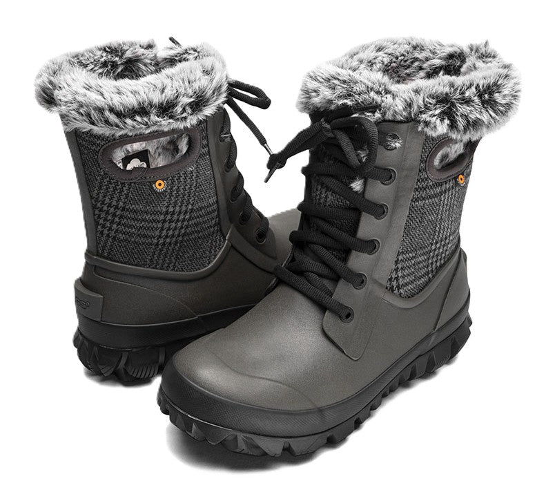 BOGS Arcata Plaid Women's Winter Boots - Cement Multi | Warm & Waterproof - Grady’s Feet Essentials - Bogs
