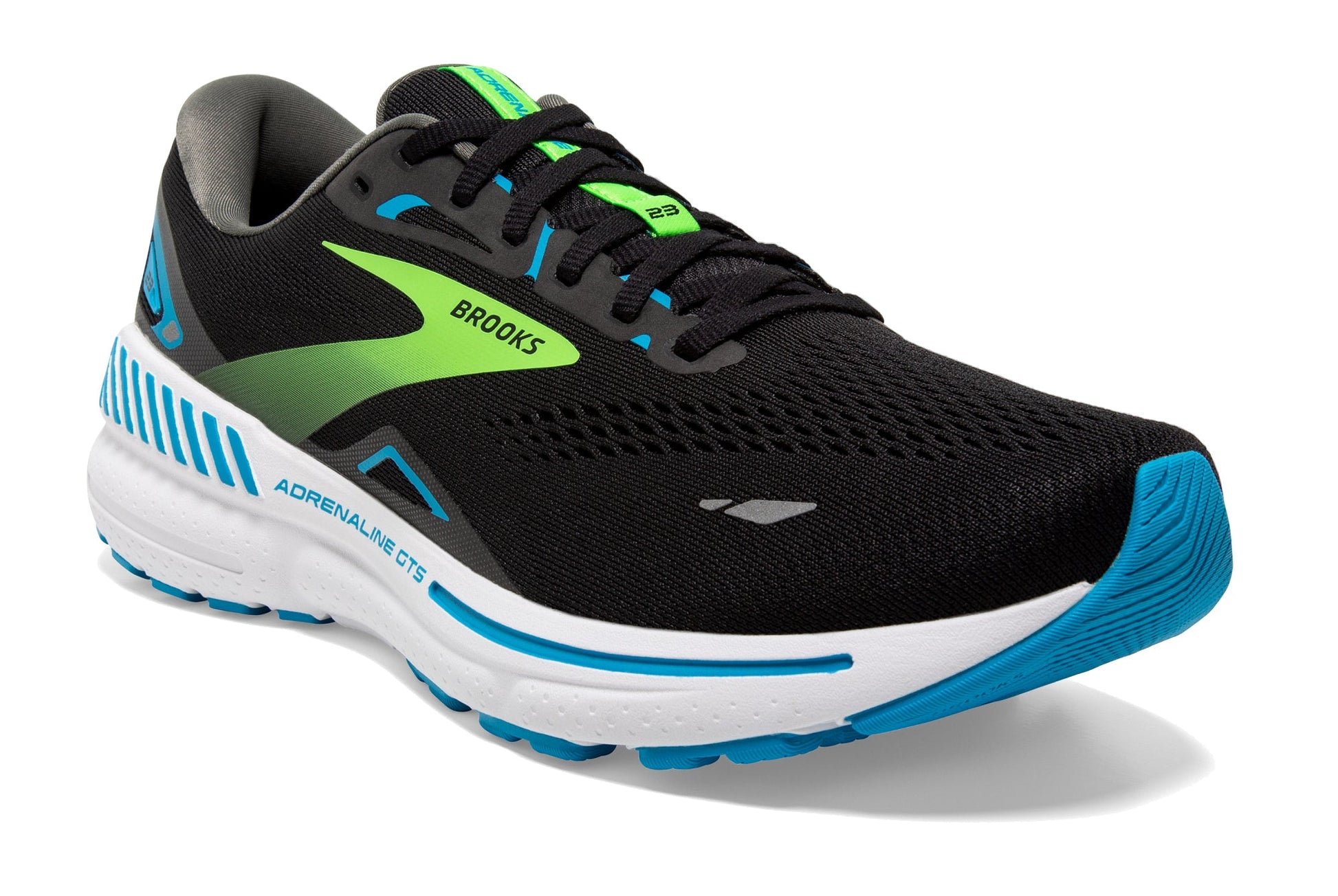 Brooks Men's Adrenaline GTS23 Black/Hawaiian Ocean/Green - Grady’s Feet Essentials - Brooks