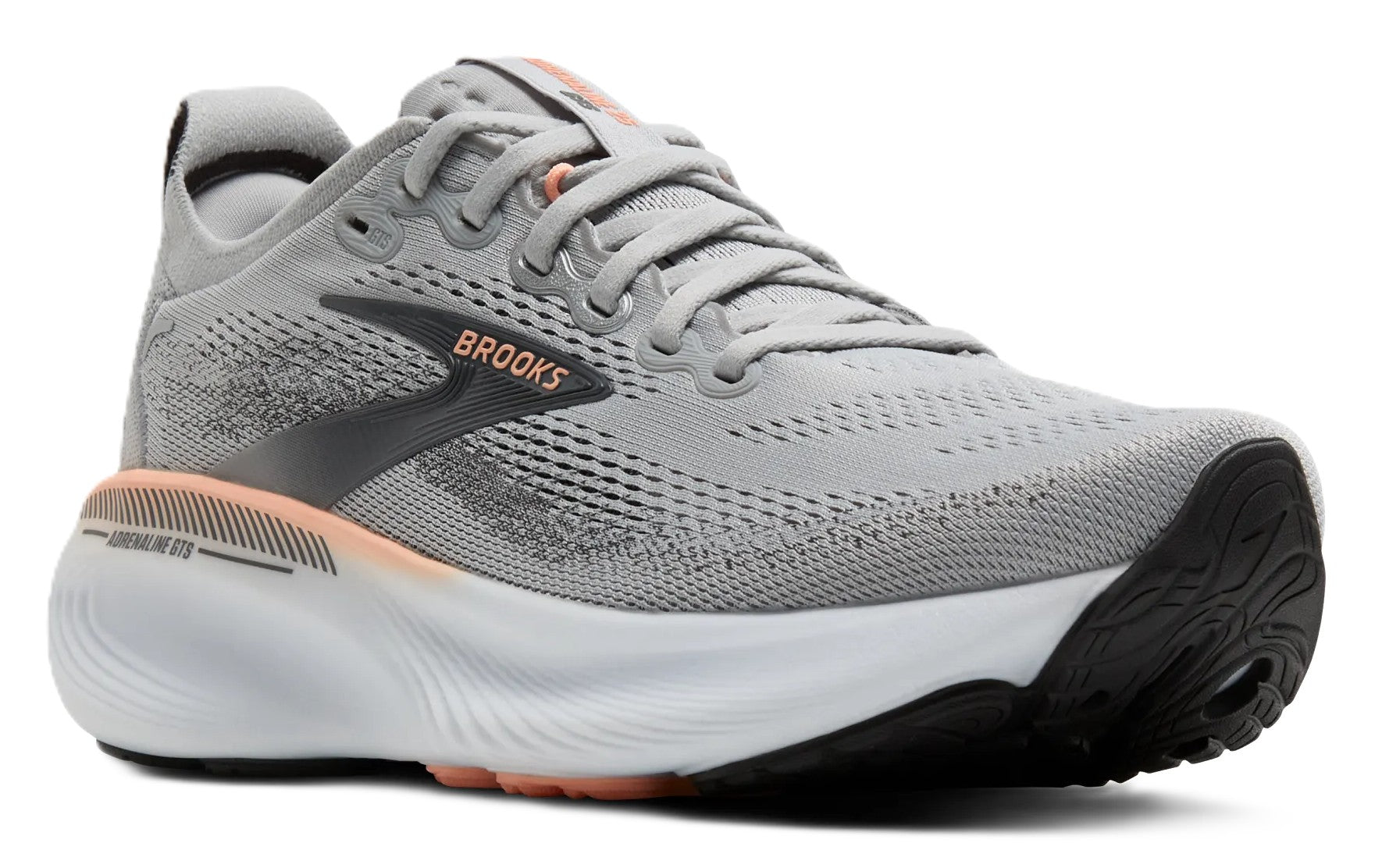 Brooks Women's Adrenaline GTS 25 - Grey/Blackened Pearl/Coral | Run & Walk Support - Grady’s Feet Essentials - Brooks