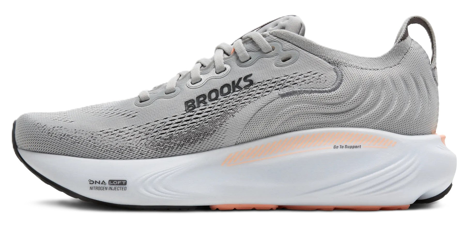 Brooks Women's Adrenaline GTS 25 - Grey/Blackened Pearl/Coral | Run & Walk Support - Grady’s Feet Essentials - Brooks