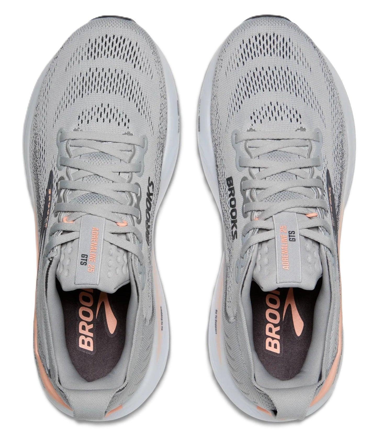 Brooks Women's Adrenaline GTS 25 - Grey/Blackened Pearl/Coral | Run & Walk Support - Grady’s Feet Essentials - Brooks