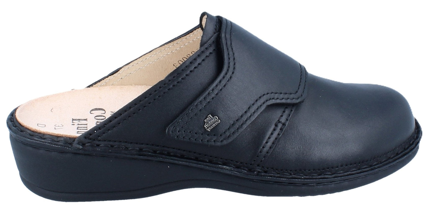 Finn Comfort Aussee Women's Clog - Black Leather | Orthotic Friendly - Grady’s Feet Essentials - Finn Comfort