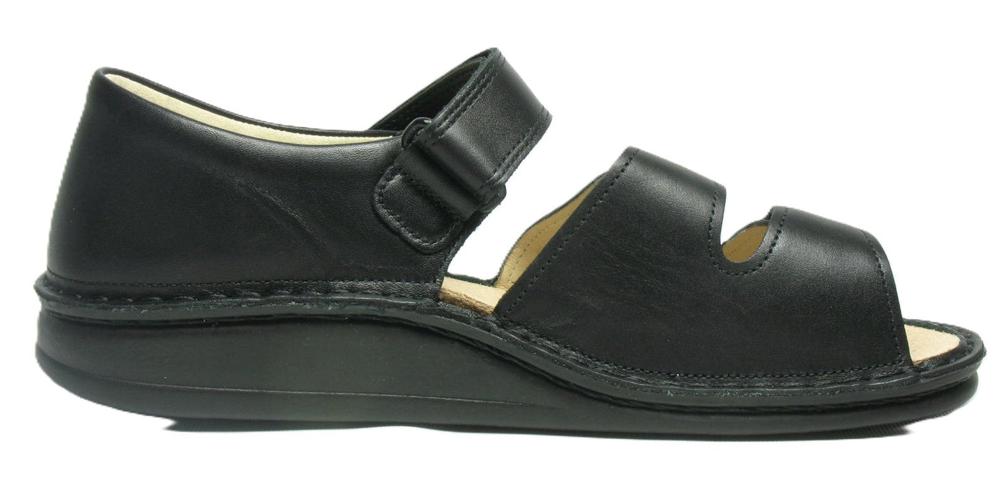 Finn Comfort Baltrum Sandal – Black Nappa Leather | Orthotic Friendly with Closed Heel - Grady’s Feet Essentials - Finn Comfort