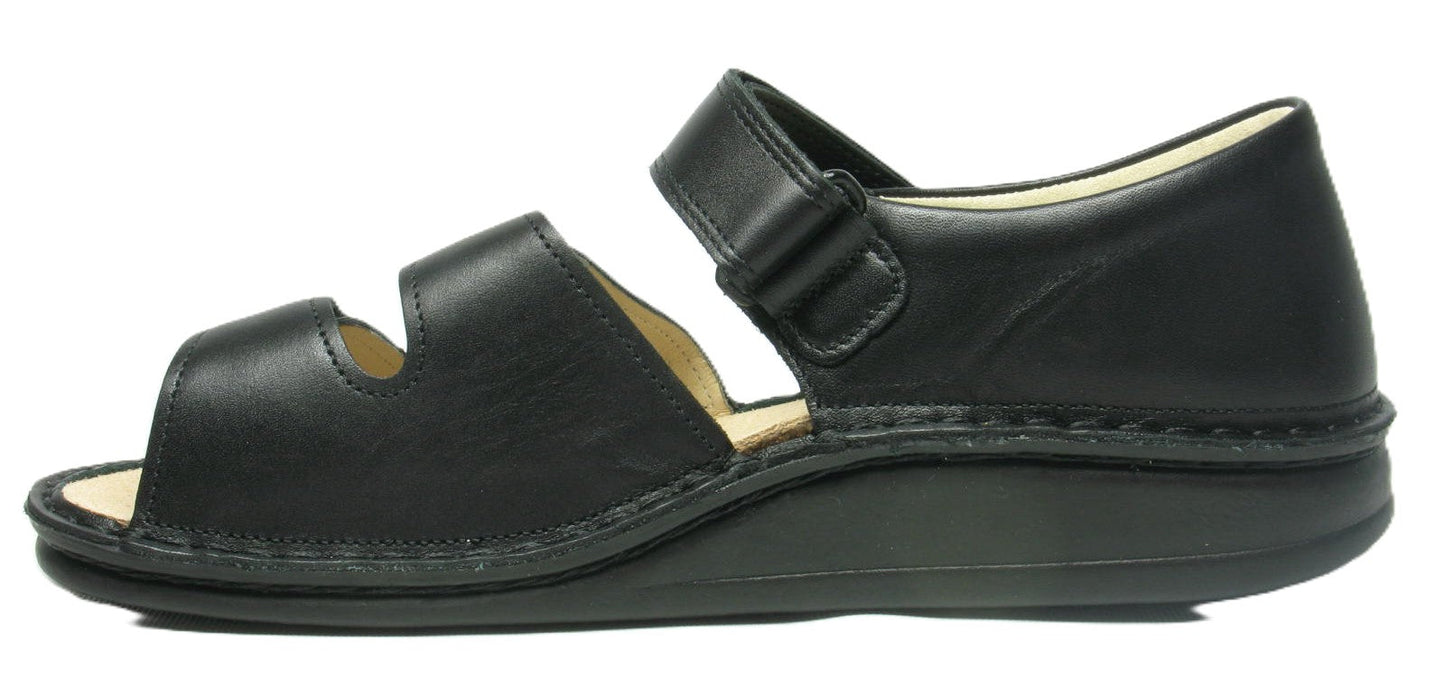 Finn Comfort Baltrum Sandal – Black Nappa Leather | Orthotic Friendly with Closed Heel - Grady’s Feet Essentials - Finn Comfort