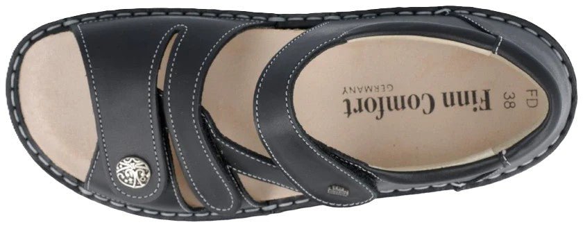 Finn Comfort Biella Women's Sandal – Black Leather | Orthotic Friendly with Closed Heel - Grady’s Feet Essentials - Finn Comfort