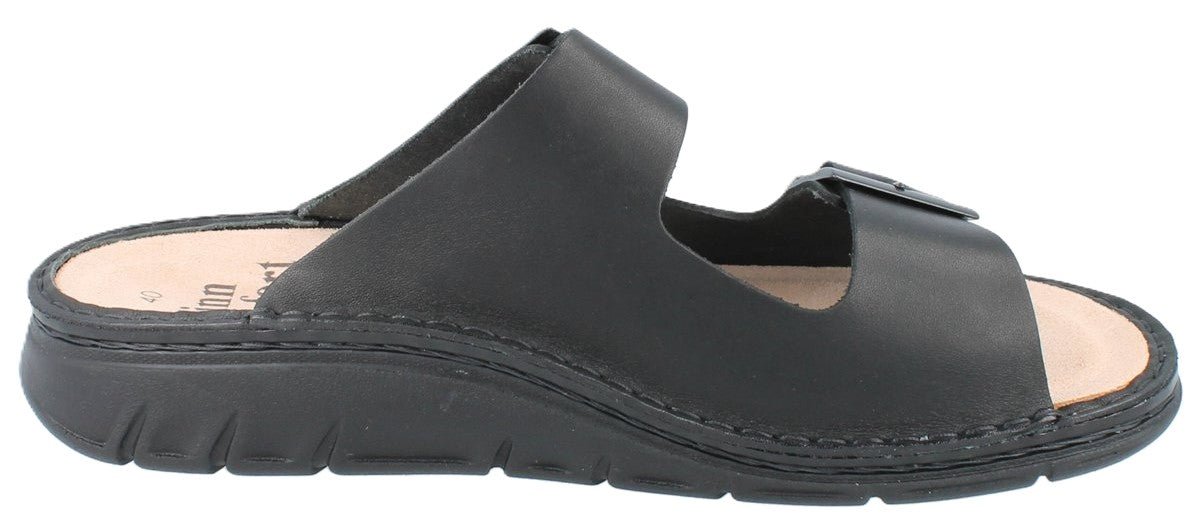 Finn Comfort Cayman Sandal - Black Leather | Orthotic Friendly - Grady’s Feet Essentials - Finn Comfort