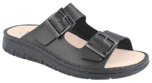 Finn Comfort Cayman Sandal - Black Leather | Orthotic Friendly - Grady’s Feet Essentials - Finn Comfort
