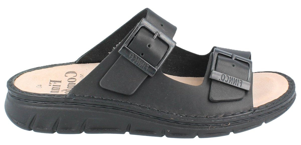 Finn Comfort Cayman Sandal - Black Leather | Orthotic Friendly - Grady’s Feet Essentials - Finn Comfort