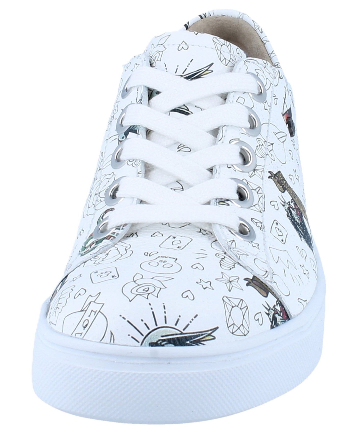 Finn Comfort Elpaso Lace Shoe - White Graffiti Leather | Lightweight, Orthotic Friendly - Grady’s Feet Essentials - Finn Comfort