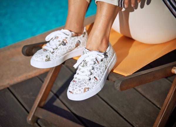 Finn Comfort Elpaso Lace Shoe - White Graffiti Leather | Lightweight, Orthotic Friendly - Grady’s Feet Essentials - Finn Comfort