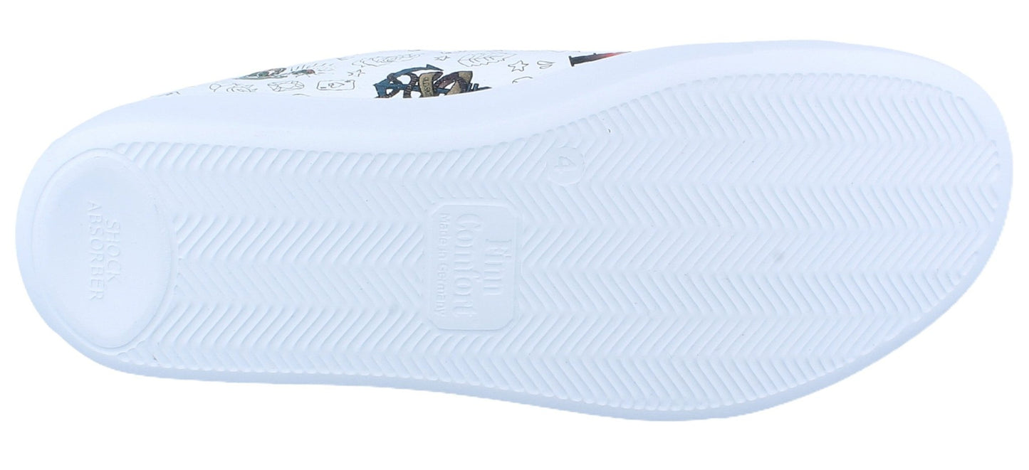 Finn Comfort Elpaso Lace Shoe - White Graffiti Leather | Lightweight, Orthotic Friendly - Grady’s Feet Essentials - Finn Comfort