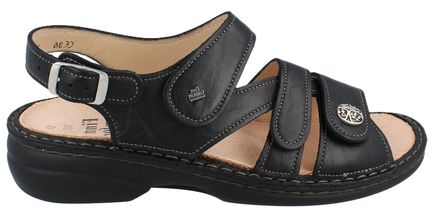Finn Comfort Gomera Women's Sandal - Black Leather | Orthotic Friendly - Grady’s Feet Essentials - Finn Comfort