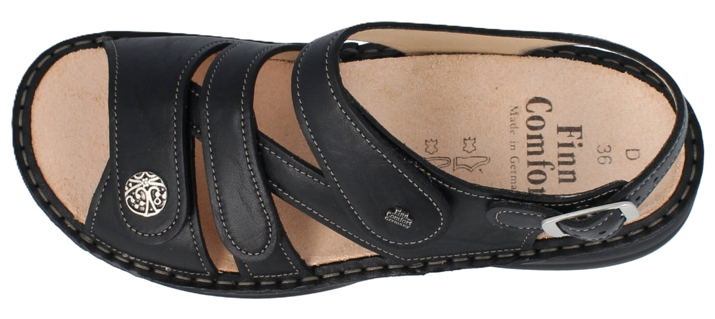 Finn Comfort Gomera Women's Sandal - Black Leather | Orthotic Friendly - Grady’s Feet Essentials - Finn Comfort