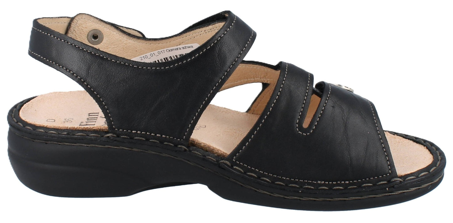 Finn Comfort Gomera Women's Sandal - Black Leather | Orthotic Friendly - Grady’s Feet Essentials - Finn Comfort
