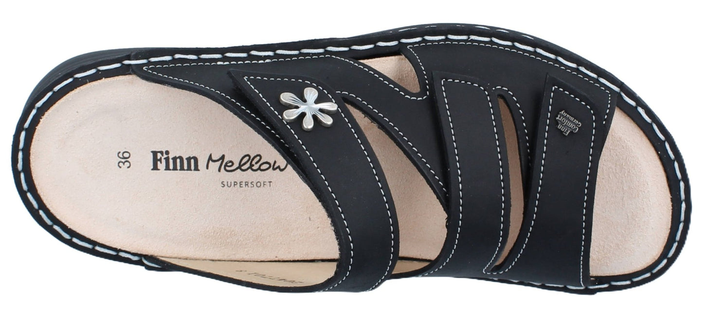 Finn Comfort Grenada Women's Sandal - Black Sirio Leather | Finn Mellow Insole, Orthotic Friendly - Grady’s Feet Essentials - Finn Comfort