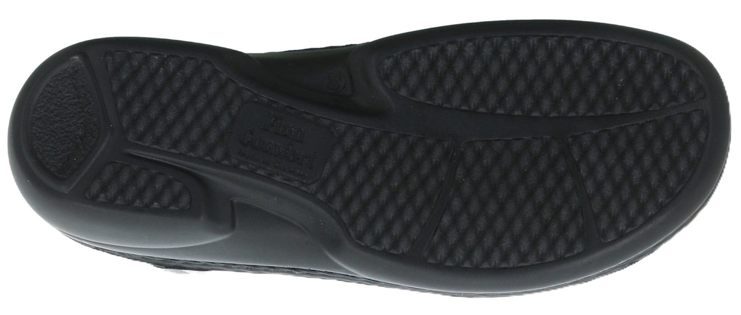 Finn Comfort Isera Women's Sandal - Black Leather | Comfortable Stretch Side, Orthotic Friendly - Grady’s Feet Essentials - Finn Comfort
