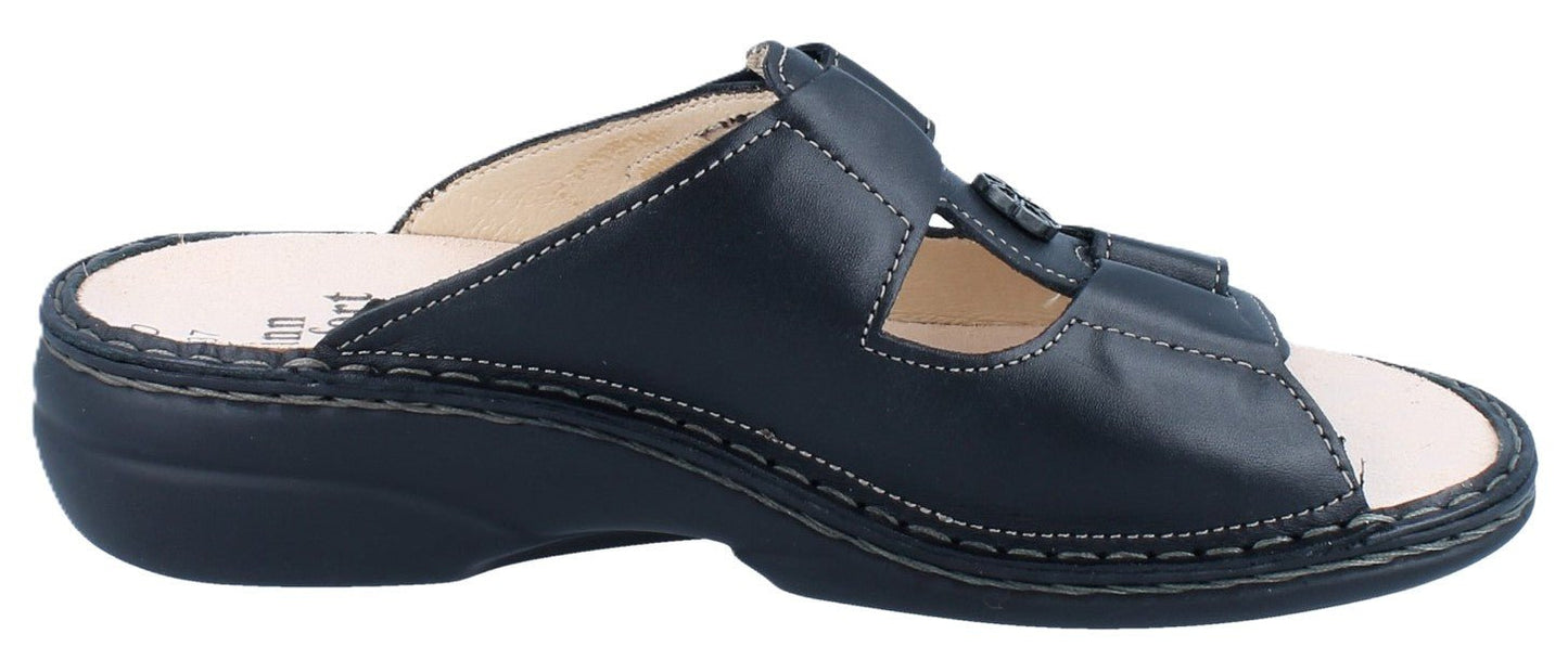 Finn Comfort Pattaya Women's Sandal - Black Leather | Orthotic Friendly - Grady’s Feet Essentials - Finn Comfort