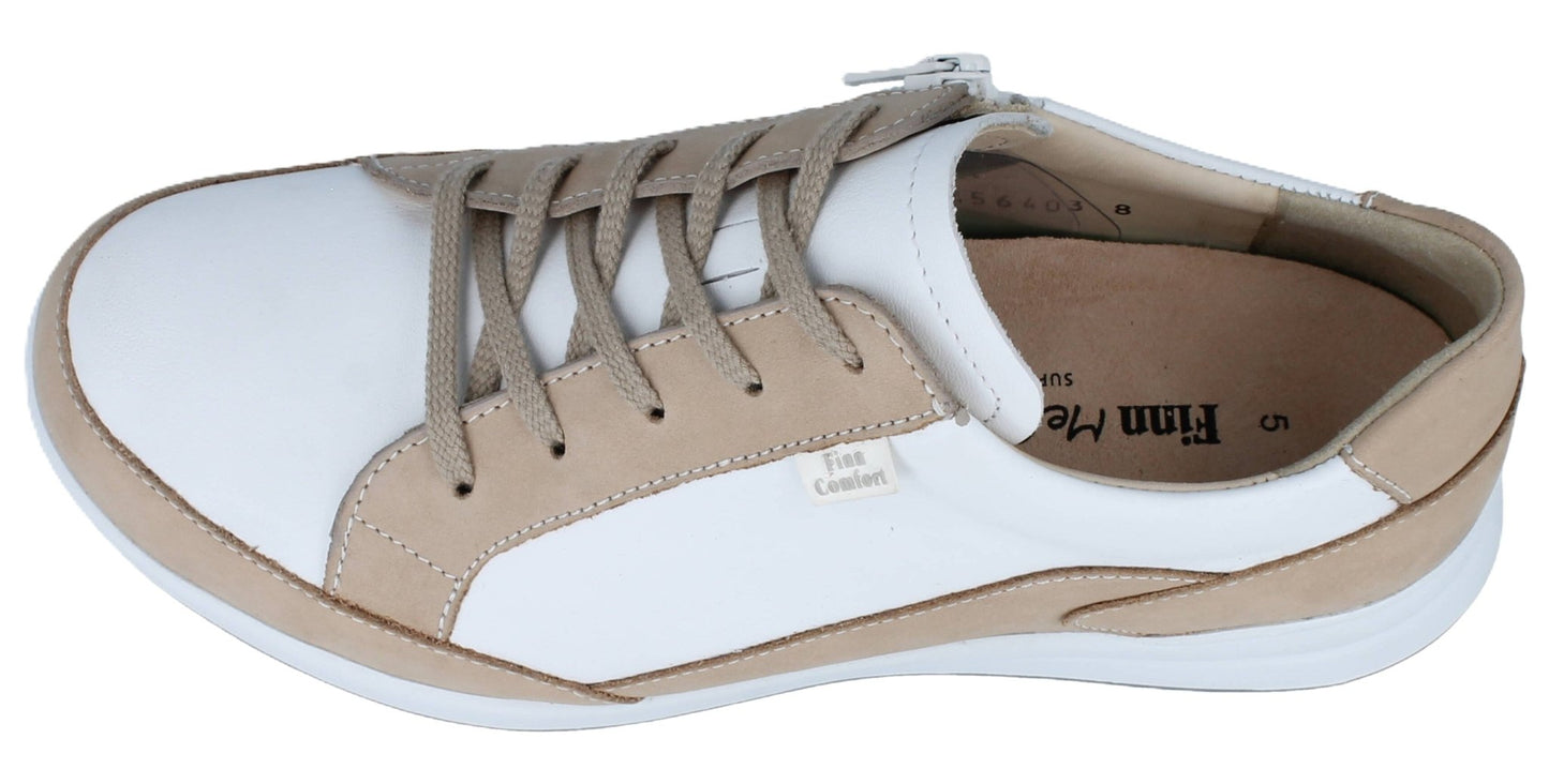 Finn Comfort Prato Lace Shoe - Ivory/White Leather | Side Zipper - Grady’s Feet Essentials - Finn Comfort