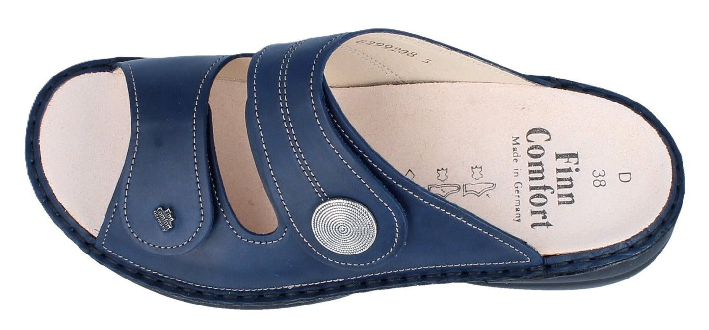 Finn Comfort Sansibar Women's Sandal - Blue Missouri Leather | Orthotic Friendly - Grady’s Feet Essentials - Finn Comfort