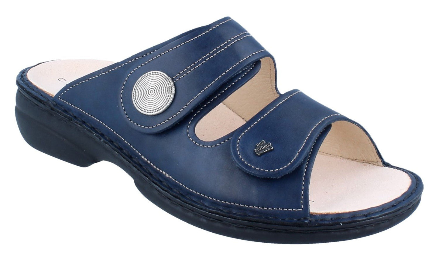Finn Comfort Sansibar Women's Sandal - Blue Missouri Leather | Orthotic Friendly - Grady’s Feet Essentials - Finn Comfort