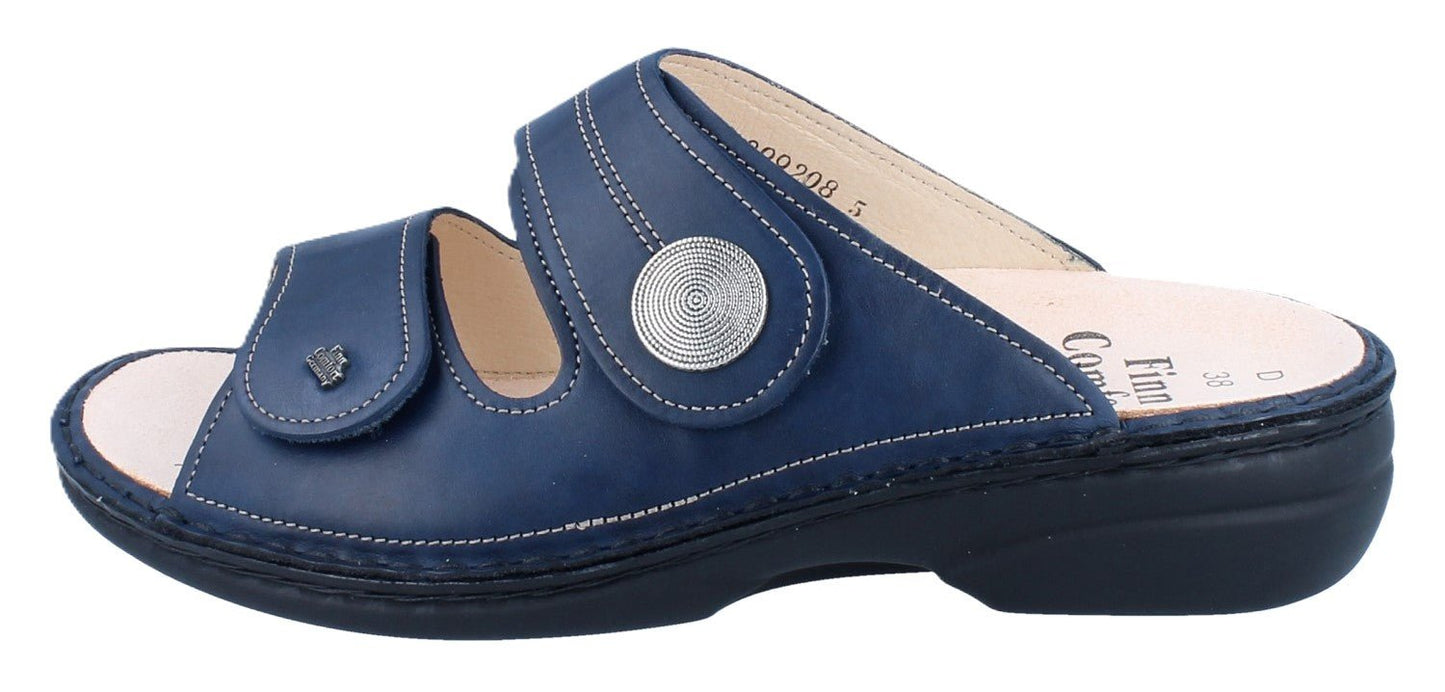 Finn Comfort Sansibar Women's Sandal - Blue Missouri Leather | Orthotic Friendly - Grady’s Feet Essentials - Finn Comfort