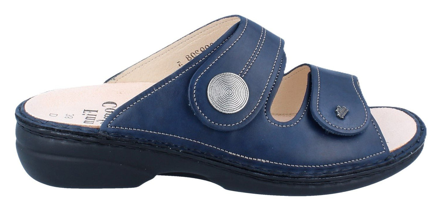 Finn Comfort Sansibar Women's Sandal - Blue Missouri Leather | Orthotic Friendly - Grady’s Feet Essentials - Finn Comfort