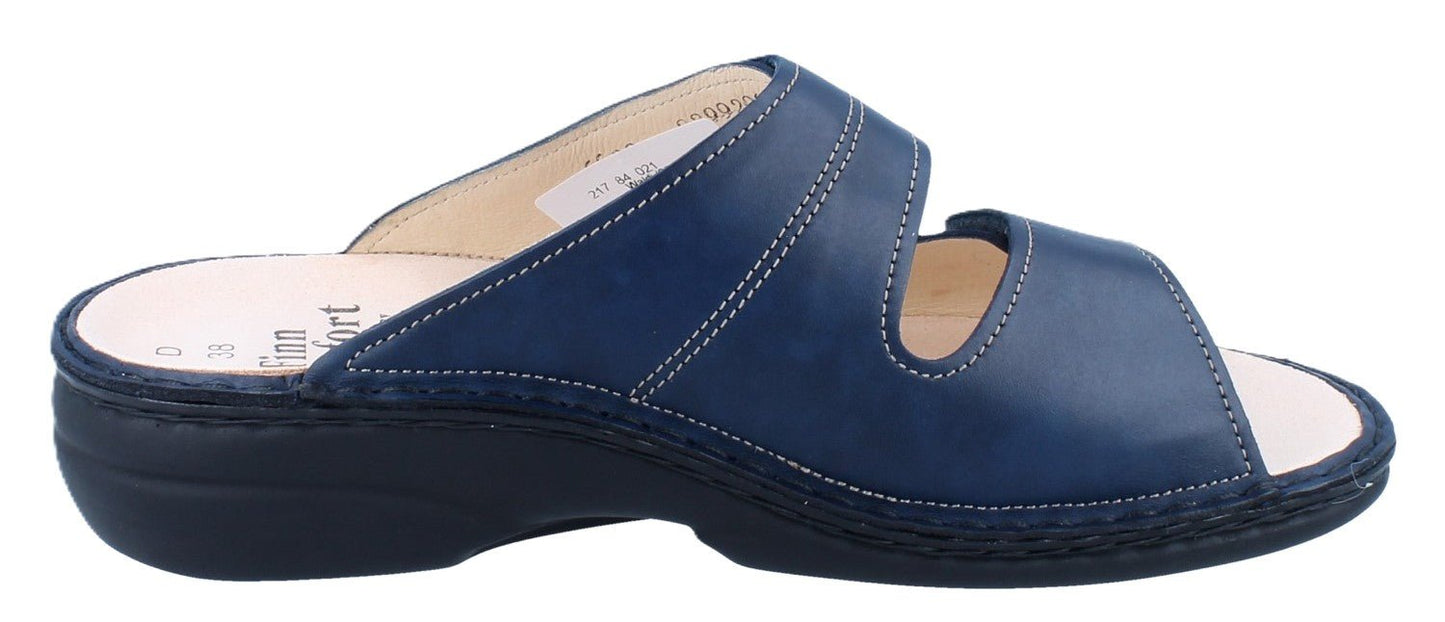 Finn Comfort Sansibar Women's Sandal - Blue Missouri Leather | Orthotic Friendly - Grady’s Feet Essentials - Finn Comfort